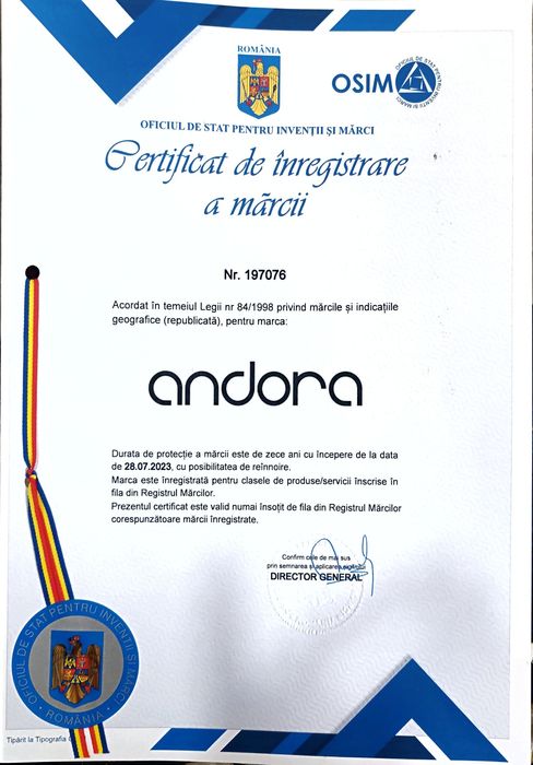Vând marca înregistrată "andora"