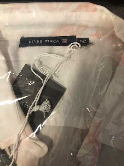 Camasa dama River Woods alb cu imprimeu roz prafuit NOUA marime 42