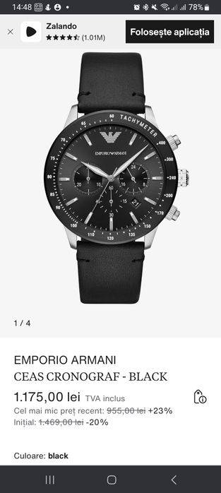 Ceas emporio armani sportivi ar11234 nou folosit de 2 ori