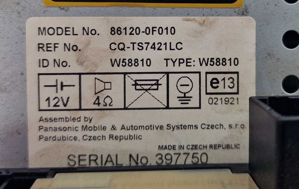 Радио СД Radio CD Тойота Корола Версо Toyota Corolla Verso 86120-0F010