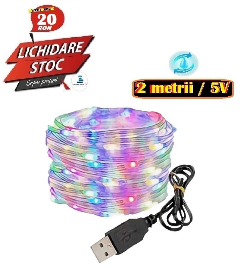 Instalatie multicolora USB - Leduri SMD - 2m/5V - adusa din UK