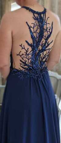 Елегантна официална синя рокля за кума, бал, сватба или друг повод