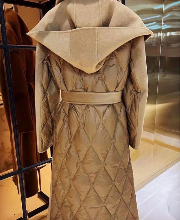 Палто от кашмир,вълна ,гъши пух и яка от норка