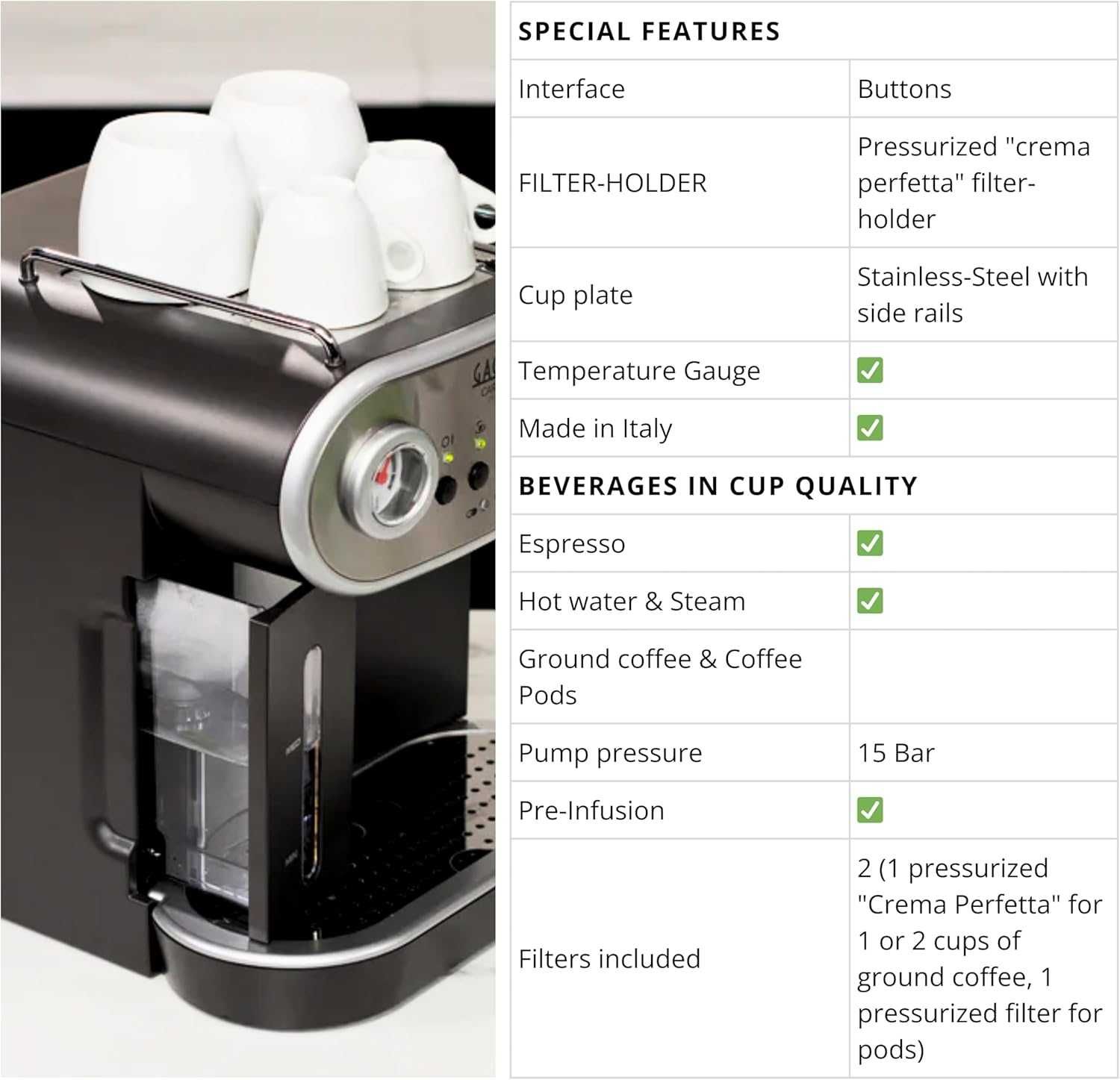 Еспресо кафемашина Gaggia Carezza Deluxe (RI8525/01) 1900W