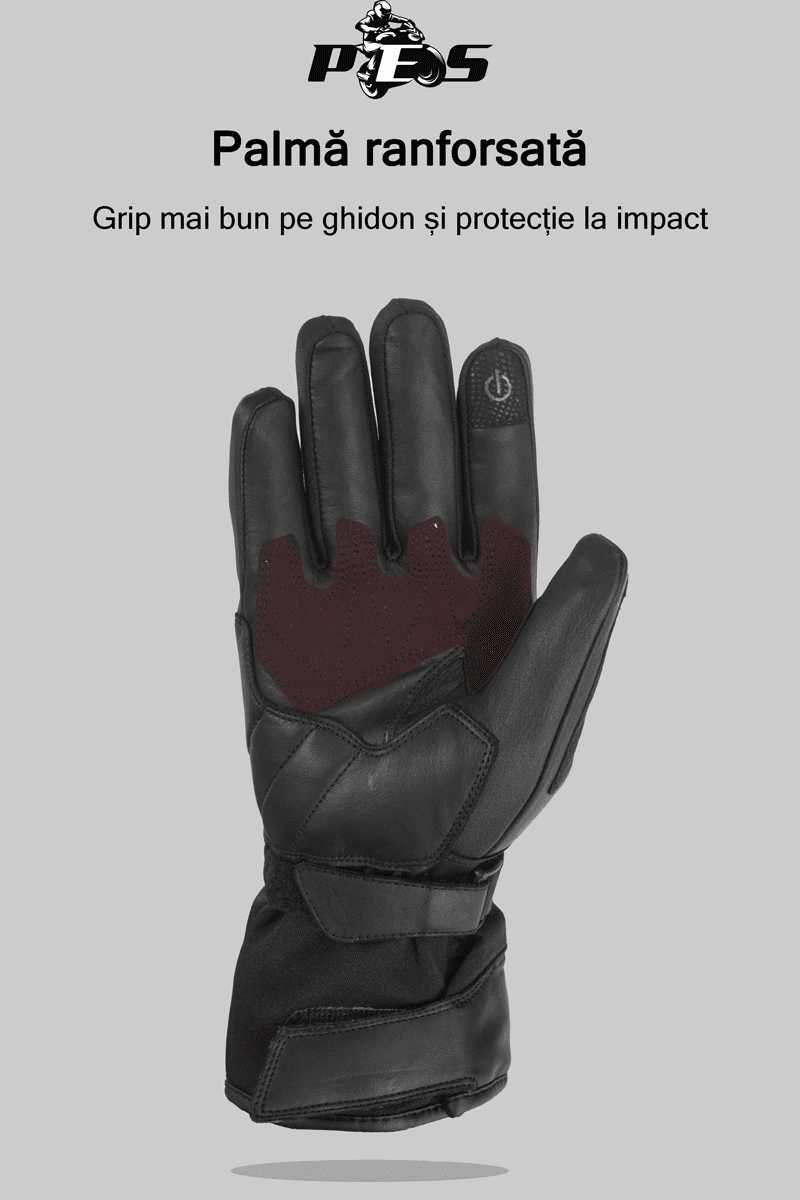 Mănuși Moto Damă din Piele PES Karma Impermeabile  Carbon Touchscreen