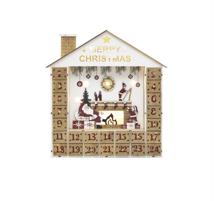 Коледен дървен адвент календар с Дядо Коледа