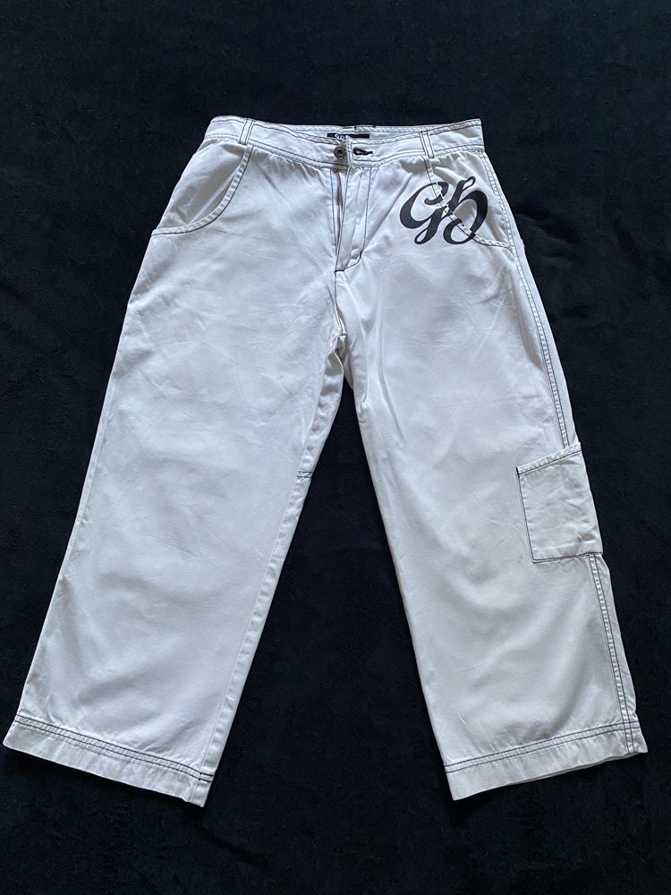 Pantaloni albi print hip hop 90’s rap cargo