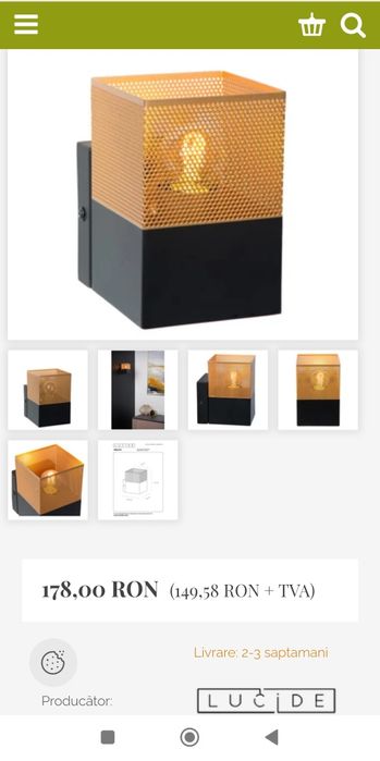 Lampă Lucide Renate + Bec LED E27 Ultra Luminos - Design Modern