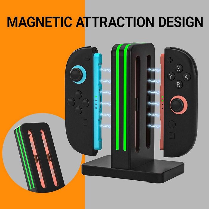 WUXIDIXI Зарядна станция контролери Nintendo Switch 2 Joy-Con, черна
