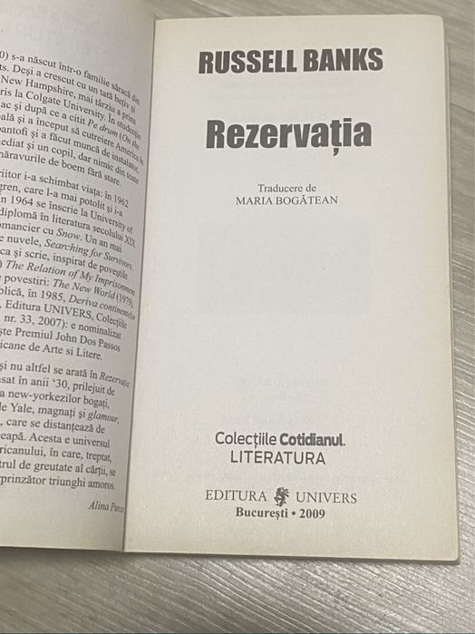 Russell Banks- Rezervația-Colecțiile Cotidianul