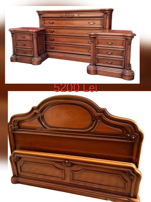 Mobilier DORMITOR Matrimonial din Lemn Masiv Sculptat
