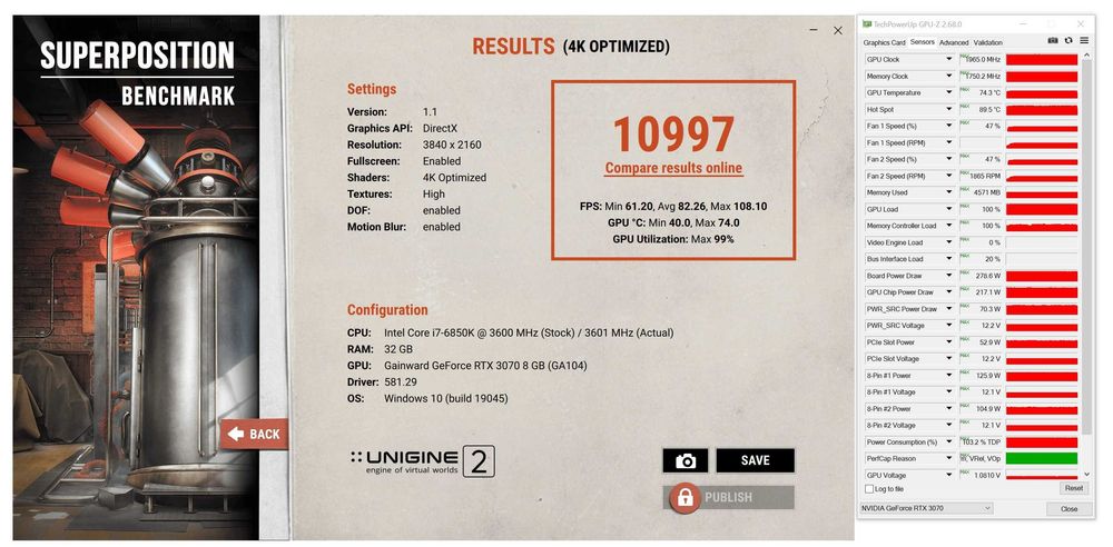 ТОП състояние Видео карта GPU Gainward RTX 3070 Phantom GS 8GB GDDR6