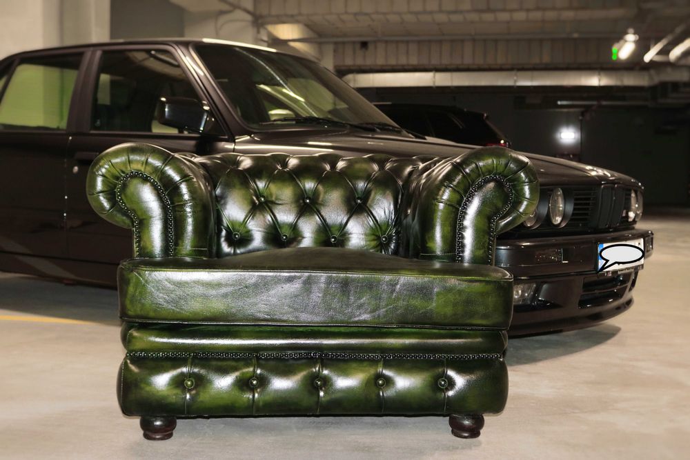 Fotoliu Chesterfield, piele naturala bison