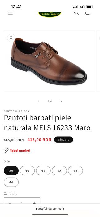 Vand pantofi piele naturala marimea 43