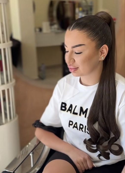 Конска опашка екстеншън тъмно кафява на ластик