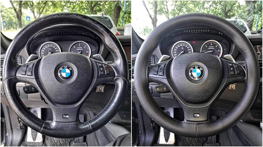 Husa volan cu ac si ata piele cu gaurele Premium marime 39cm turism