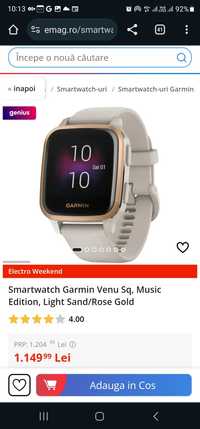 Smartwatch Garmin Venu Sq, Music Edition, Light Sand/Rose Gold