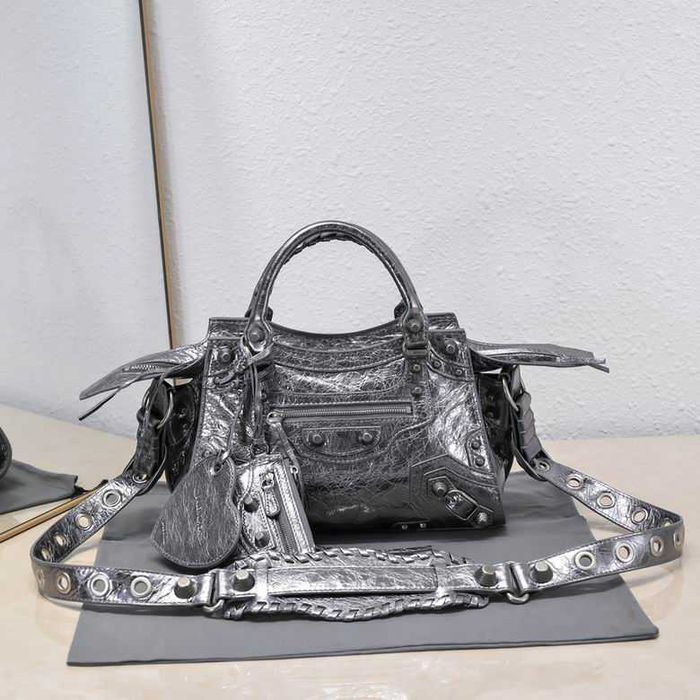 Poseta Balenciaga Cagole Silver - piele naturala/premium/26cm