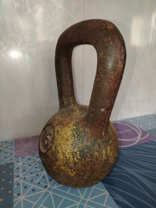 Гиря Советская 16 кг с самым удобным хватом для двух рук одновременно