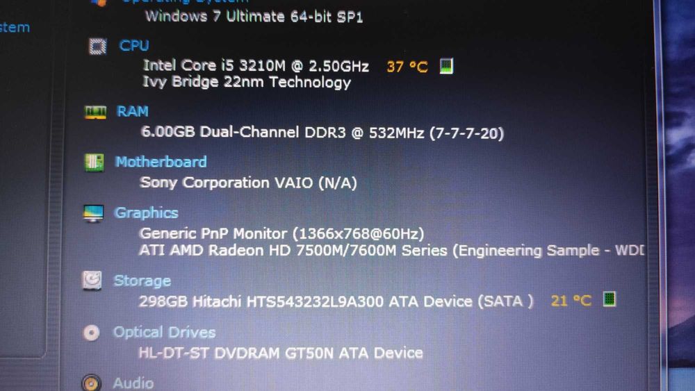 Laptop Lenovo Sony Vaio i5-3210M