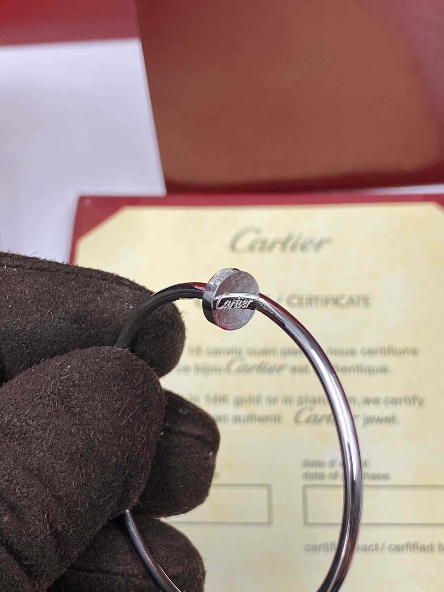 Brățară Cartier Cui Slim 16 Aur Alb 18K cu Diamante