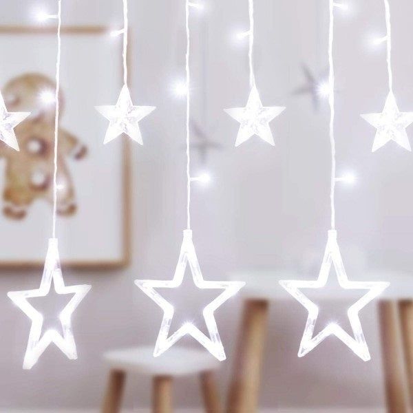 Instalatie Craciun - perdea luminoasa ploaie 12 stele