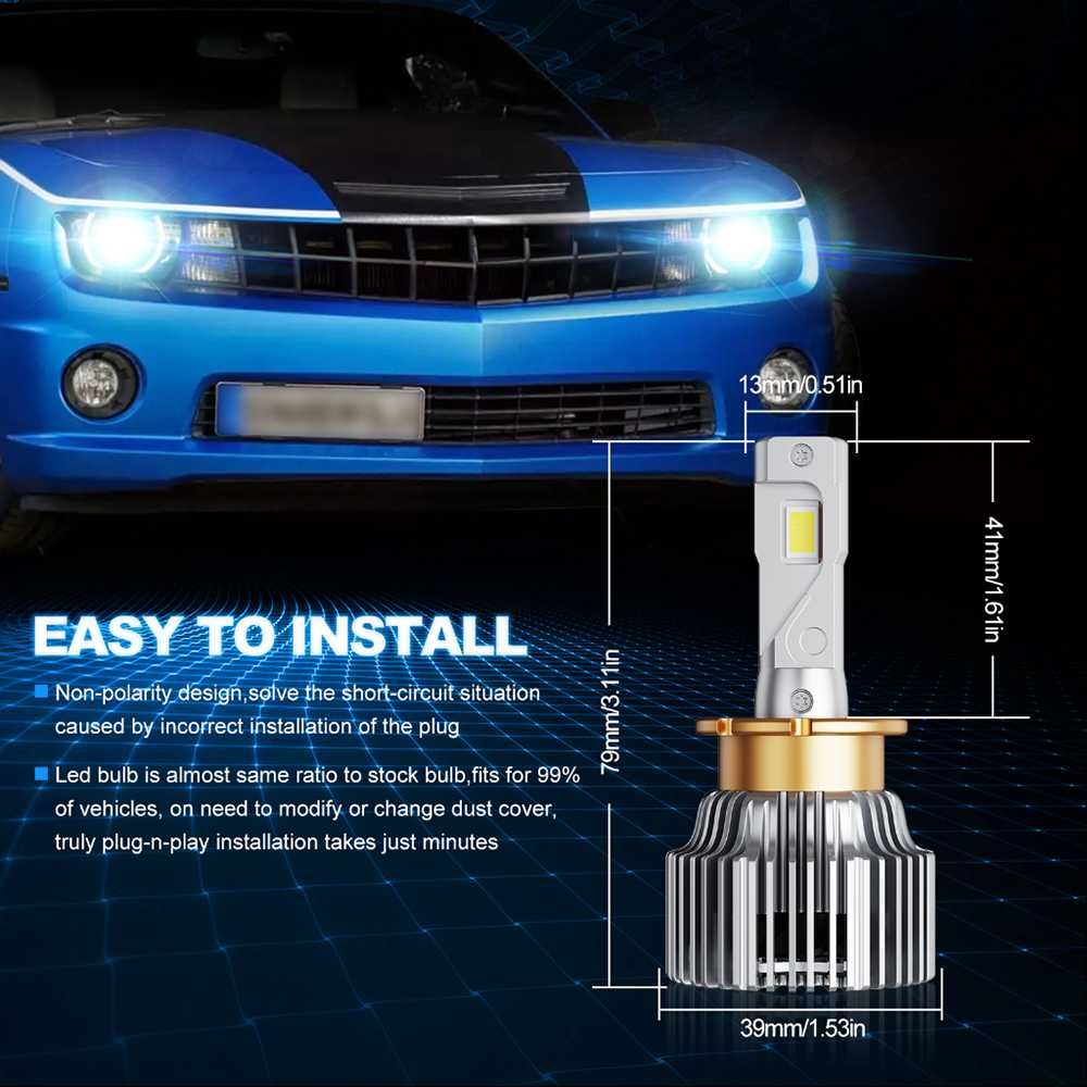 D2S/D2R LED xenon крушки, 70 W, 12000 LM, Canbus D-series, комплект