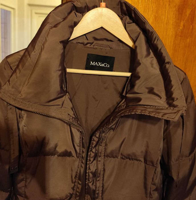 Geaca jacheta de lux L MAX&CO eleganta tip palton puf si pene usoara