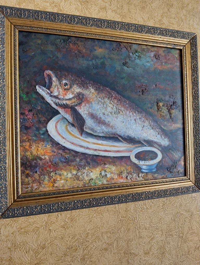 Картина маслени бой риба