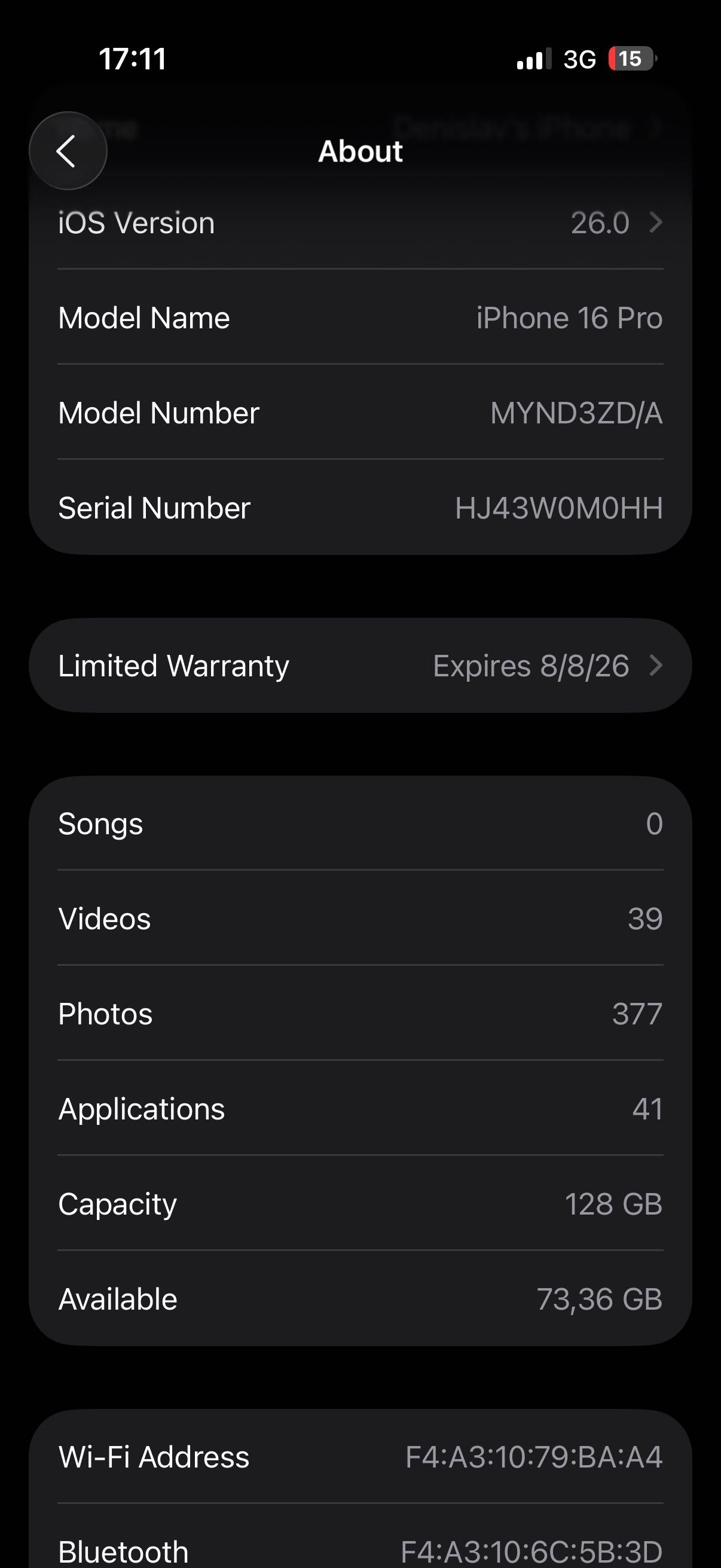 Iphone 16 Pro 100 % battery health
