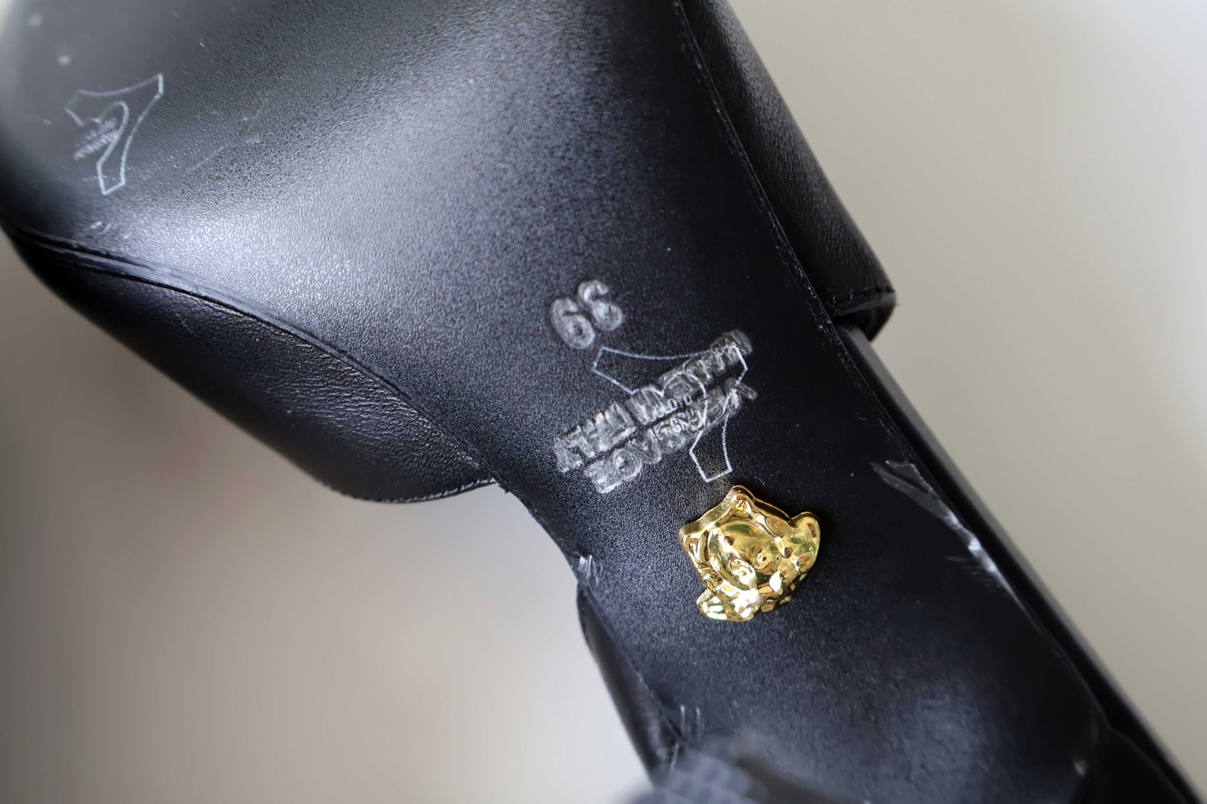 Versace черни кожени дамски обувки на ток, Размер 39