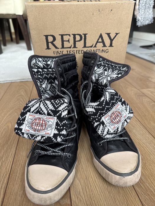 Replay водоустойчиви кецове боти черни с каракул 37 номер топли