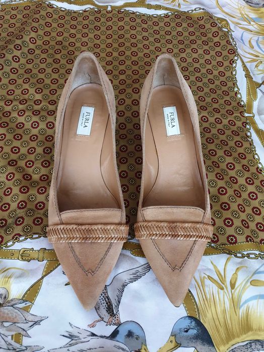 Pantofi piele naturala intoarsa Furla Musette Zara Massimo Dutti