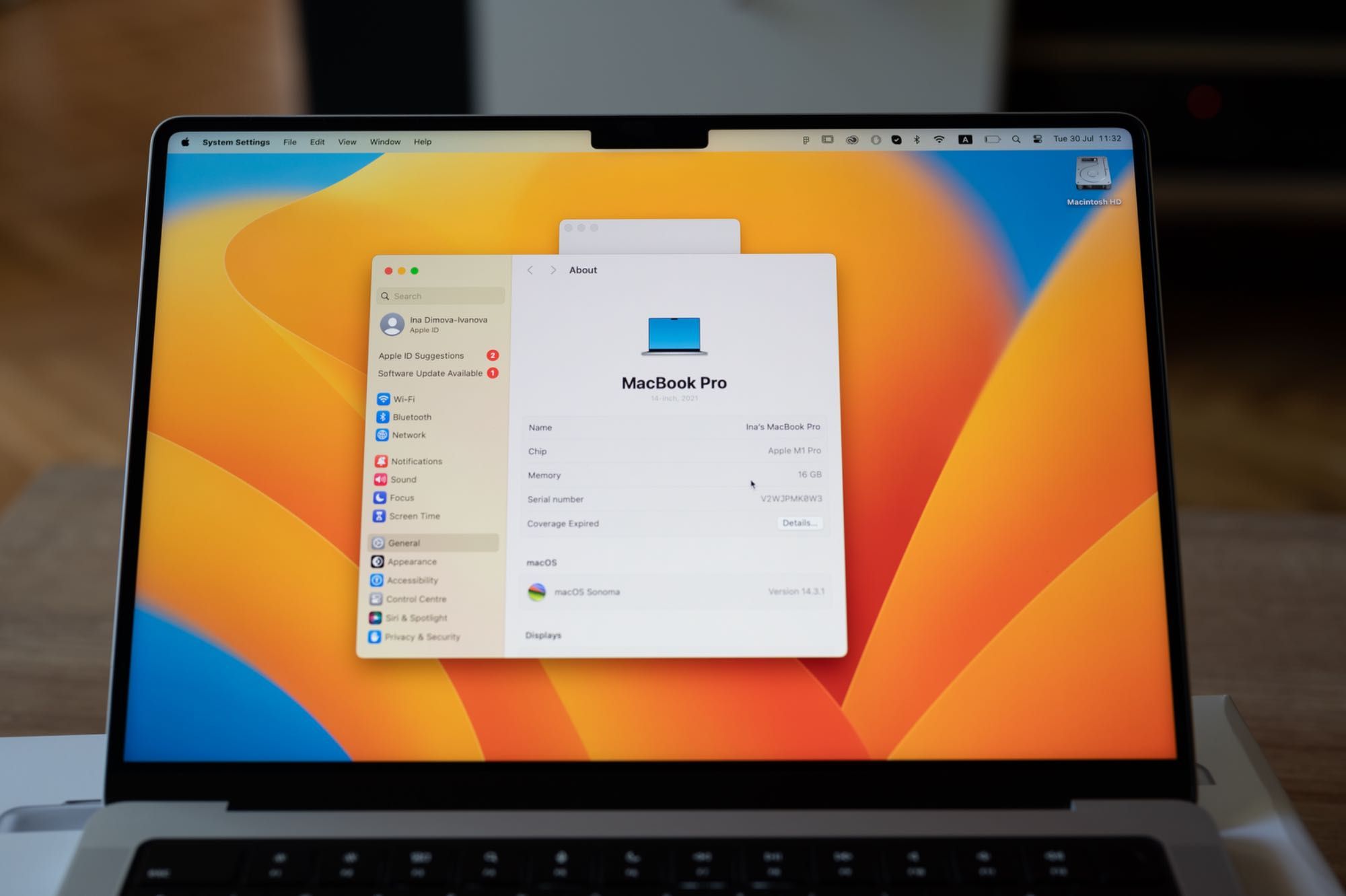 MacBook Pro 14 - 2021, M1 Pro, RAM 16GB, 1TB SSD