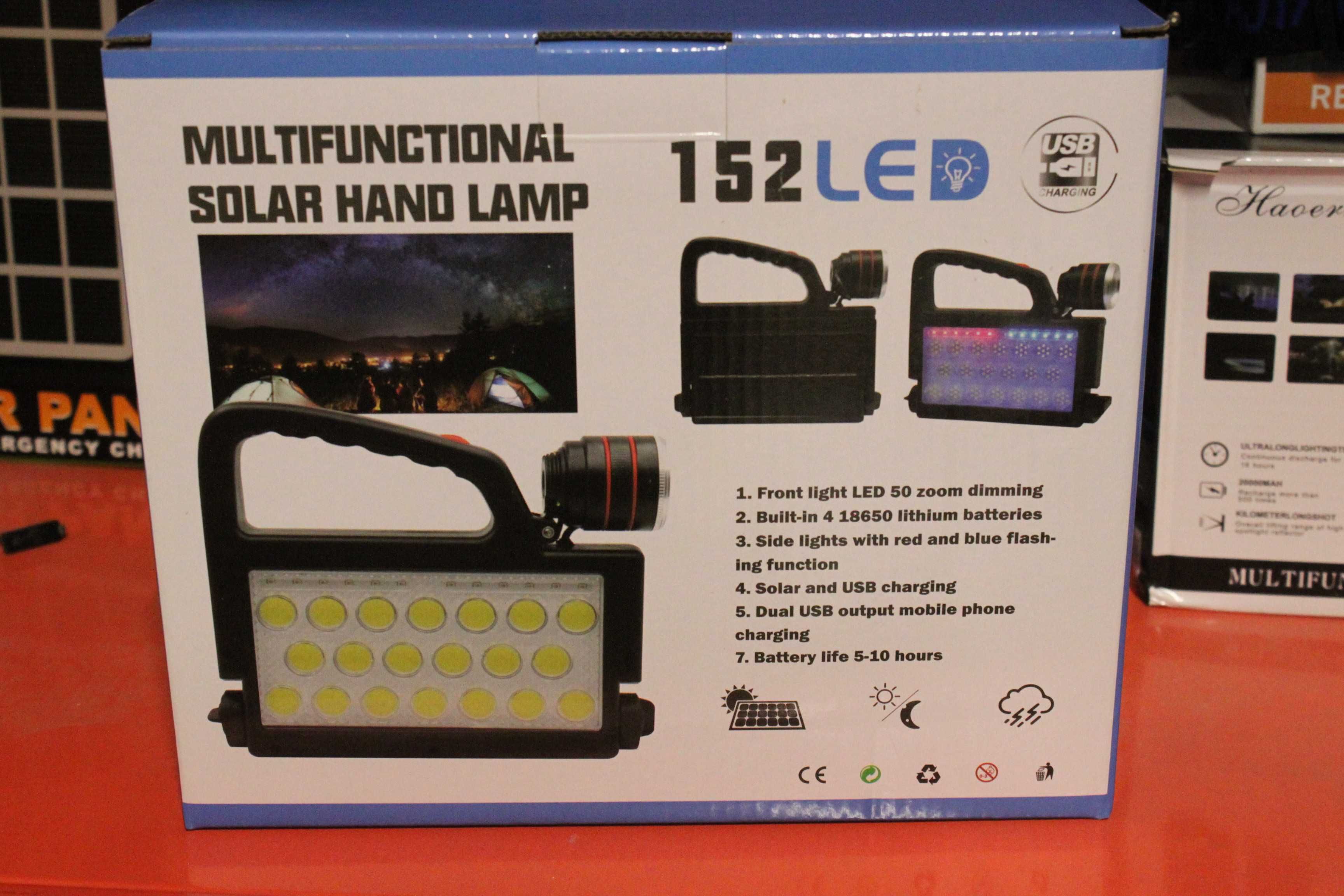 Lampa cu panou solar de lucru 152 LED cu stativ lanterna