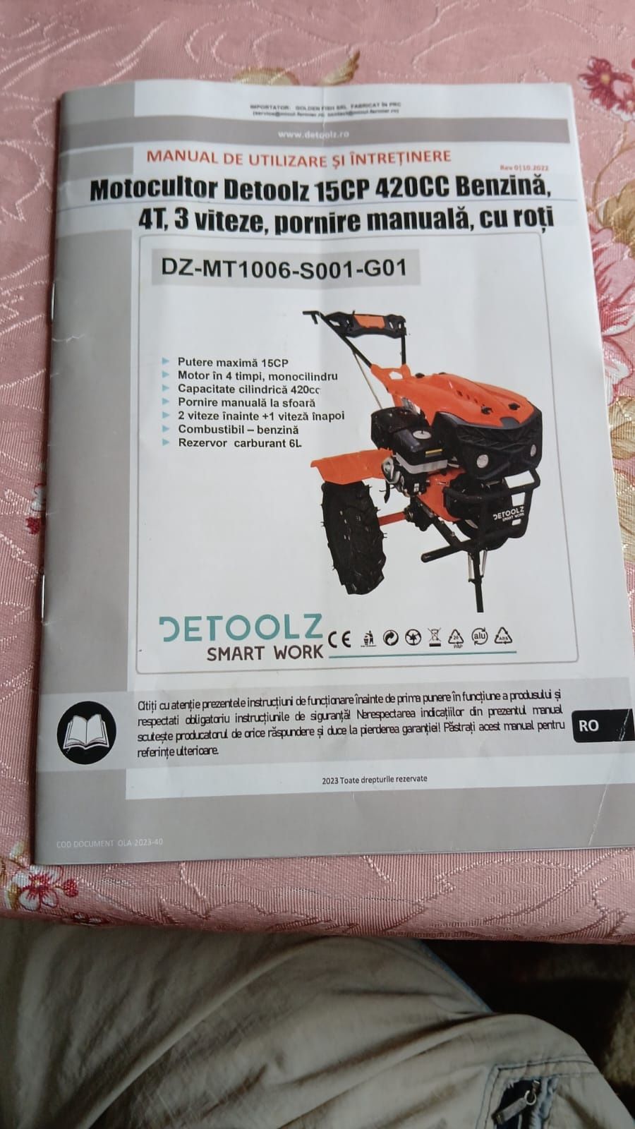 Motocultor DETOOLZ 15cp benzina