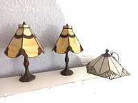 Две настолни лампи и полилей Honsel Tiffany