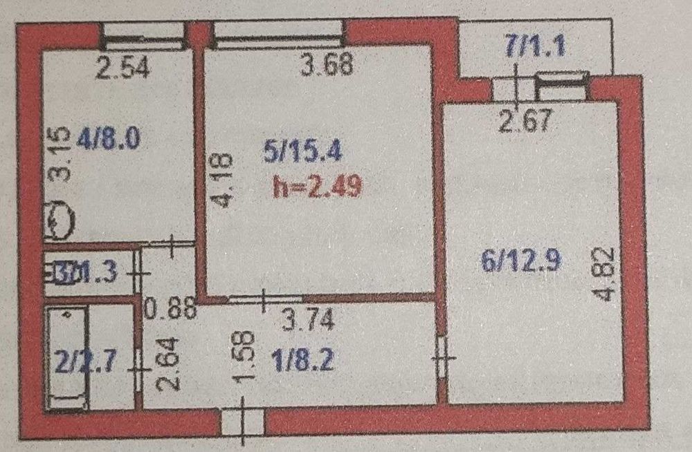 2-х комнатная квартира 5 мкр. 7 дом 2 этаж