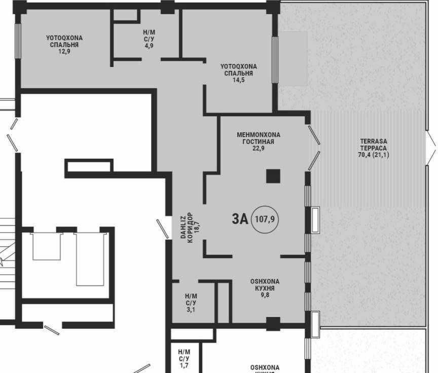 СРОЧНАЯ ЦЕНА‼️Жк Koh Ota 3/1/12 Коробка 106м² + 70м² двор ор-р Лабзак
