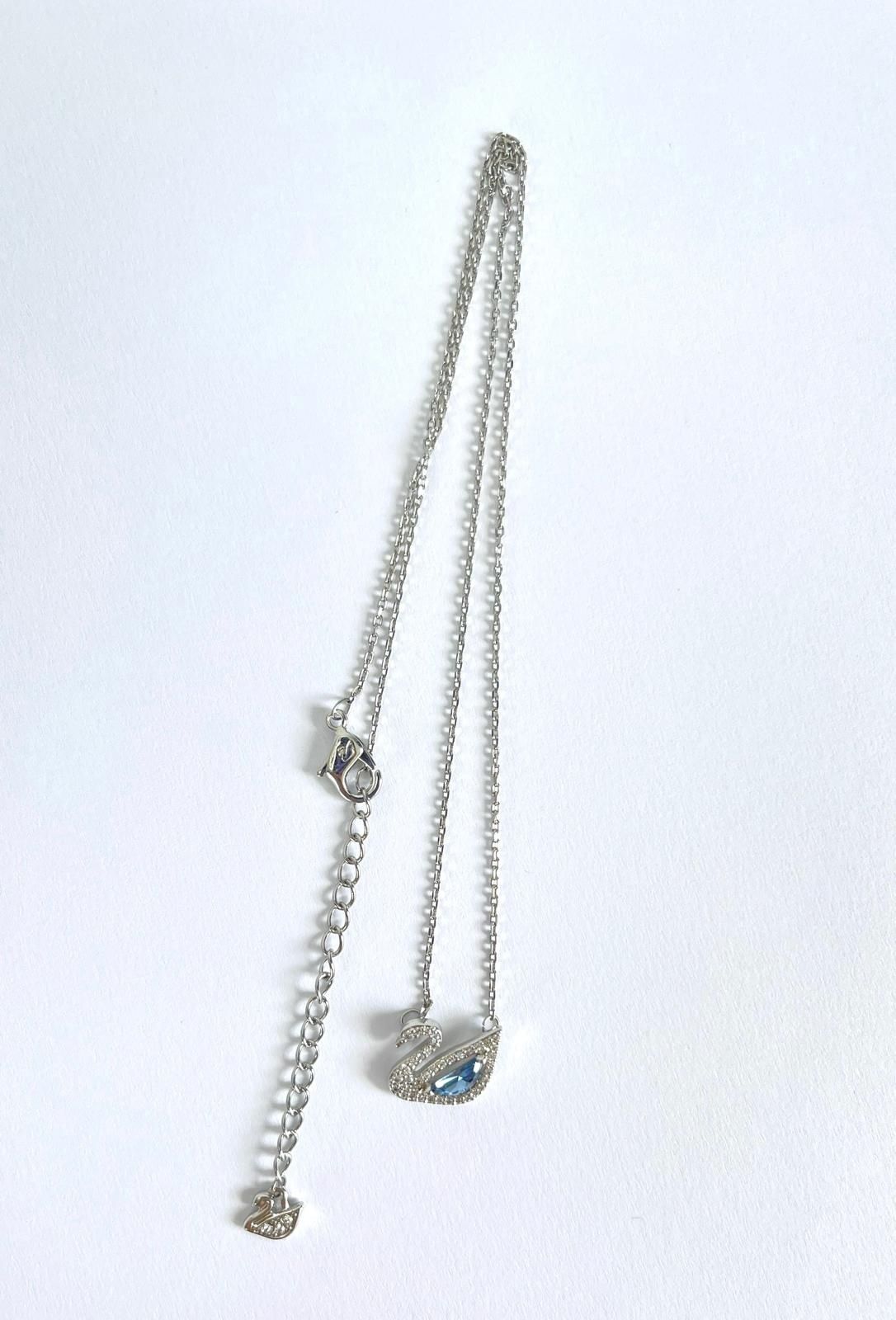 SWAROVSKI Colier Model Lebada-Albastra, Placat cu rodiu