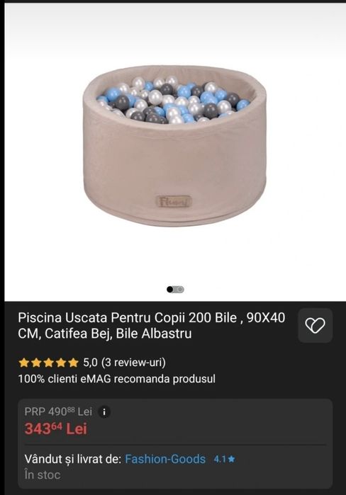 Piscina uscata cu bile copii