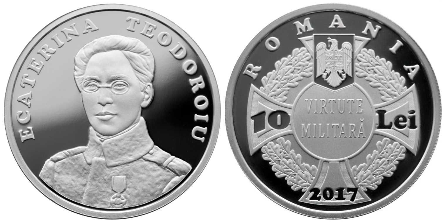 Moneda BNR 10 lei argint Ecaterina Teodoroiu gradata NGC PF 70 UC