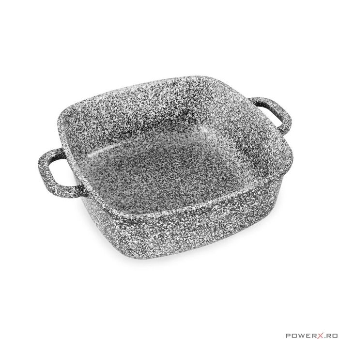 Vas pentru cuptor termorezistent, strat antiaderent marmura, cu capac,