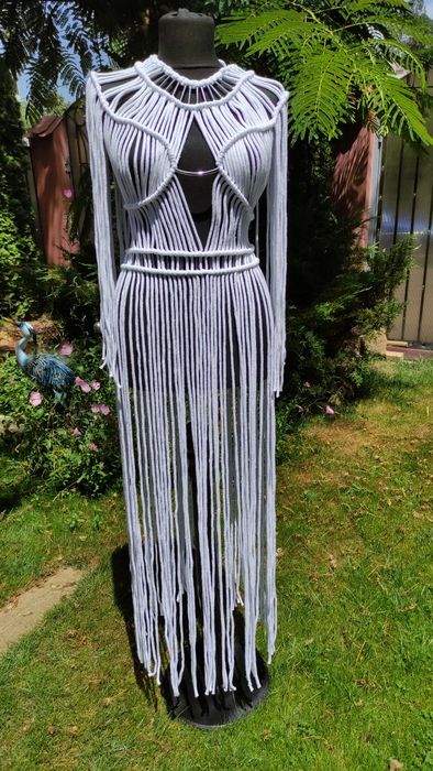 Rochie handmade macrame de plaja, boho festival dress
