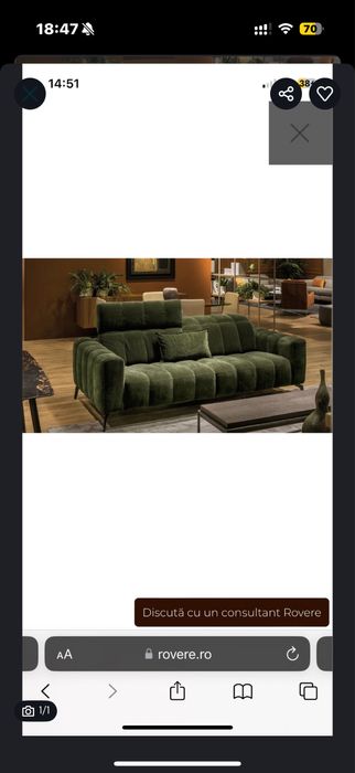 Canapea Rovere catifea verde