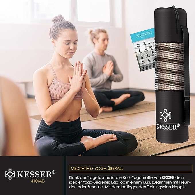 KESSER® постелка за йога корк, включително чанта за носене  183 x 62