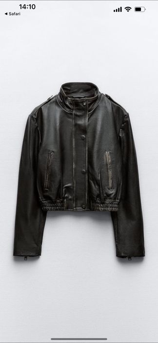 Кожено яке с висока яка и дълъг ръкав