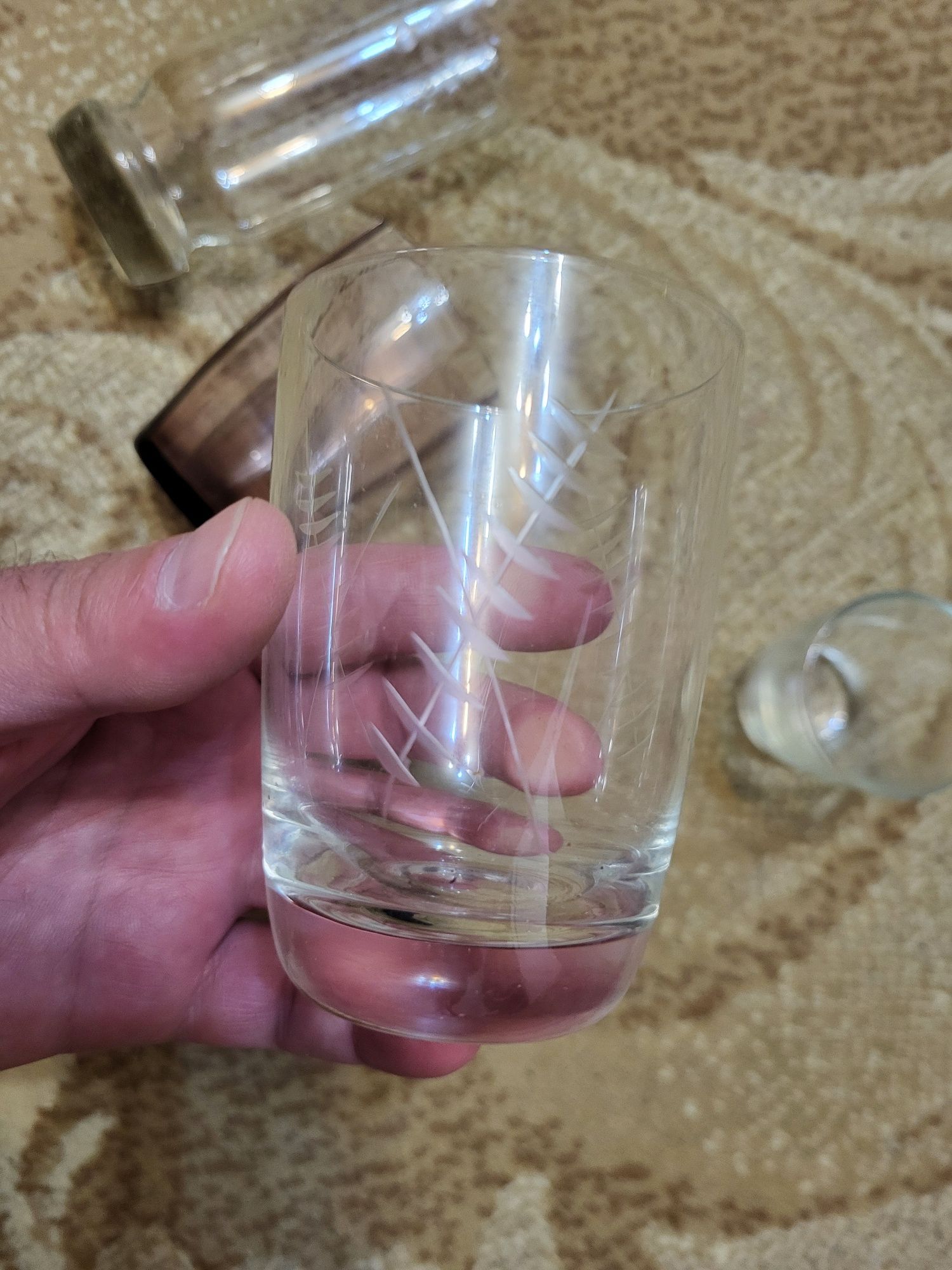 SET 5 Pahare sticla cristal cu diverse modele desene sfefuite-25 LEI