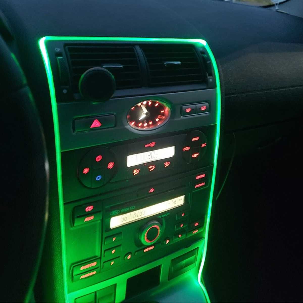 Banda LED Neon auto RGB cu 7 Culori, USB pentru Lumini Interioare 2M