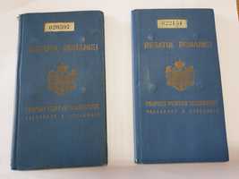 Pasapoarte Regatul Romaniei sot sotie,1933,Carol II,vize Fr,Ch,Iugosla